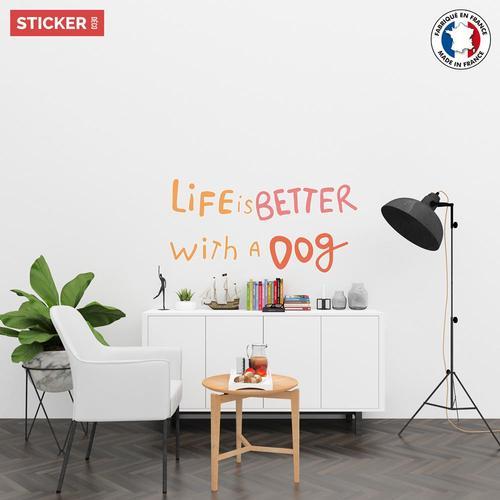 Sticker Life Is Better With A Dog M (Largeur 90cm, Hauteur 45cm) on Productcaster.