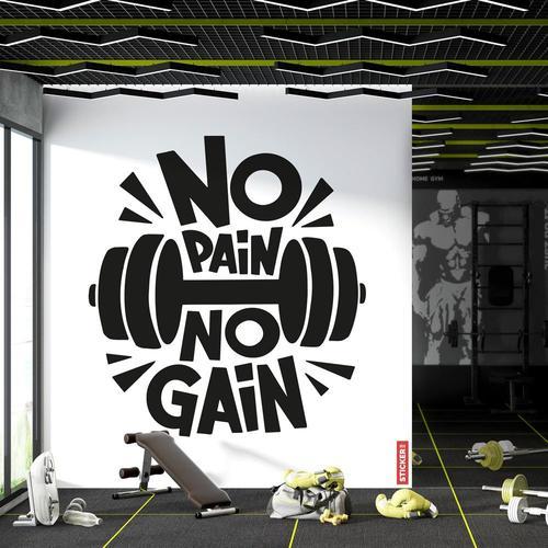 Sticker Citation No Pain No Gain M (Hauteur 58cm, Largeur 53,5cm) on Productcaster.