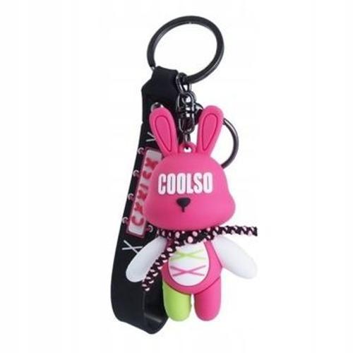 Porte-clés lapin fuchsia avec cordon décoratif YSK2309 on Productcaster.