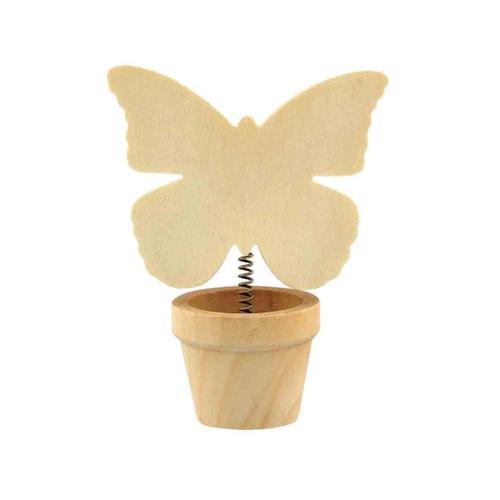 Pot De Fleur En Bois Avec Pince Papillon 7,5 X 4 X 11 Cm on Productcaster.