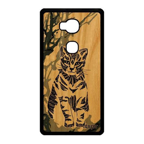 Coque Honor 5x En Bois Et Silicone Chat Noir Et Blanc Caoutchouc An... on Productcaster.