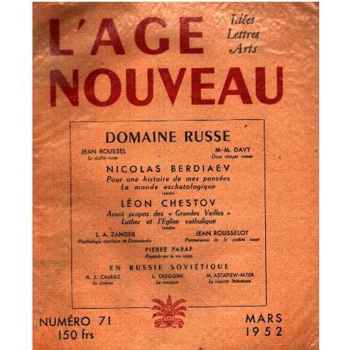 L'Age Nouveau N° 71 / Domaine Russe on Productcaster.