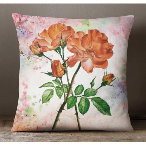 S4sassy Home Decor Coussin Carré Sofa Taie Imprimé Floral-Orange on Productcaster.