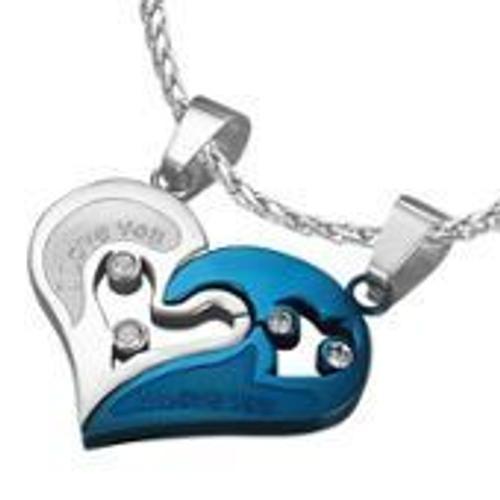 Pendentif Coeur Séparable Acier Amour Couple Amoureux " I Love You ... on Productcaster.