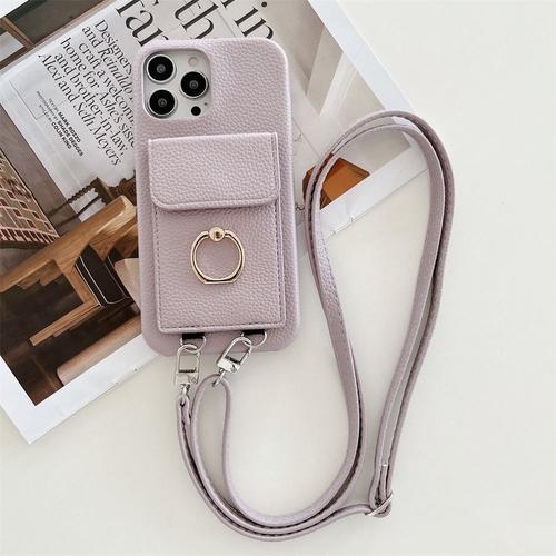 Coque De Téléphone Avec Porte-Cartes Et Lanière En Cuir Pour Iphone... on Productcaster.