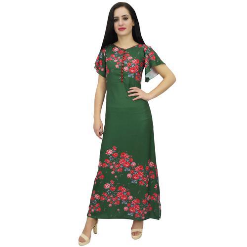 Bimba Femmes Florette Imprime Georgette Robe Papillon Manches Green... on Productcaster.