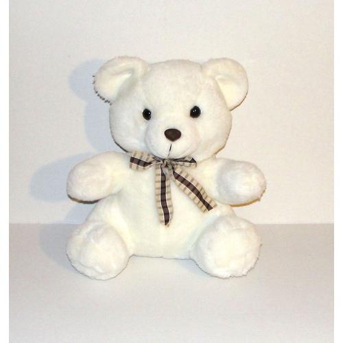 Ours En Peluche Assis Noeud Papillon Carreaux Doudou Ours Blanc Cas... on Productcaster.