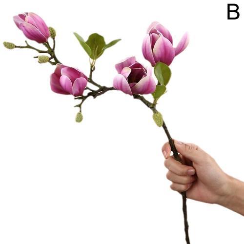 violet Bouquet de fausses fleurs Magnolia branche de fleurs artific... on Productcaster.