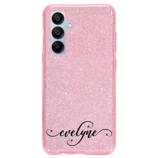 Coque Pour Galaxy A15 4g Et 5g Paillettes Rose Prenom 1 Fleur on Productcaster.