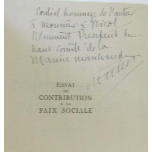 Essai De Contribution À La Paix Sociale (Avec Hommage De L'Aute... on Productcaster.