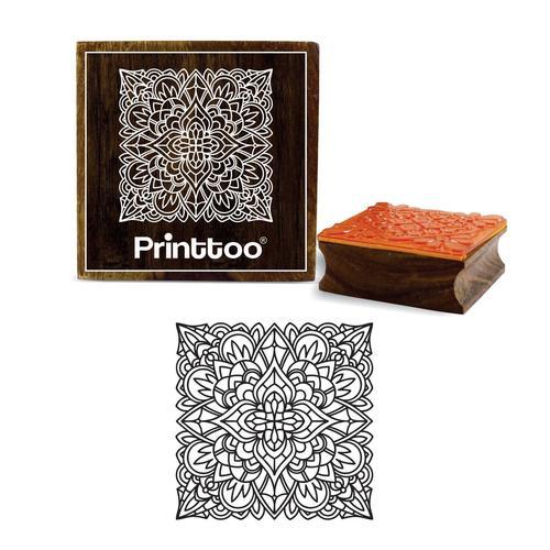 Tampon En Caoutchouc En Bois Printtoo Carré Motif De Mandala Floral... on Productcaster.