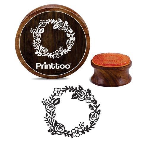 Printtoo Couronne De Fleurs Timbre En Caoutchouc En Bois Rond Scrap... on Productcaster.