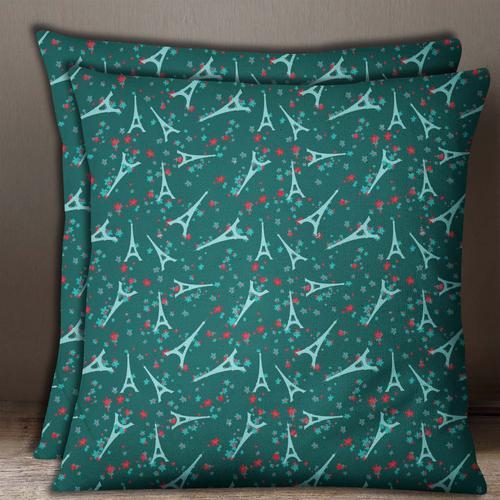 S4sassy 2 Pcs Housse De Coussin Popeline De Coton Tour Eiffel Vert ... on Productcaster.