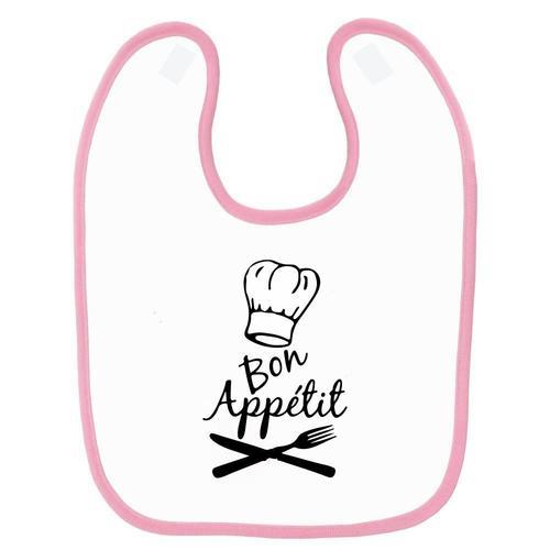 Bavoir Bébé Imprimé Toque Bon Appétit Rose on Productcaster.