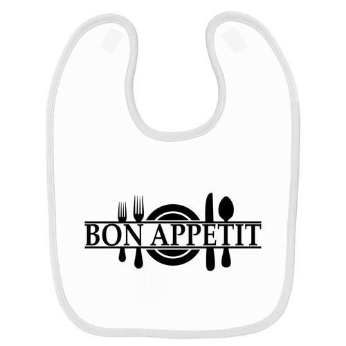 Bavoir Bébé Imprimé Bon Appétit Blanc on Productcaster.