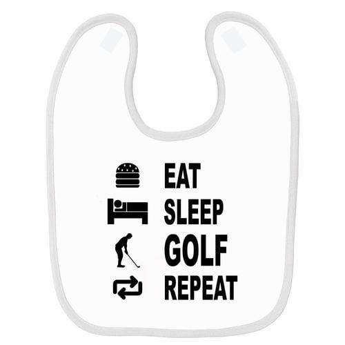 Bavoir Bébé Imprimé Eat Sleep Golf Blanc on Productcaster.