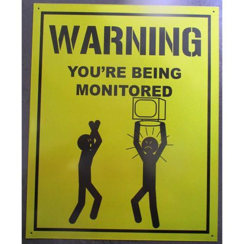 Plaque Warning Monitoring Jaune 40cm Tole Deco En Métal Surveillance on Productcaster.