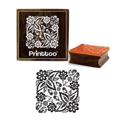 Brun Printtoo Carré Tampon En Caoutchouc En Bois Motif Floral Timbr... on Productcaster.