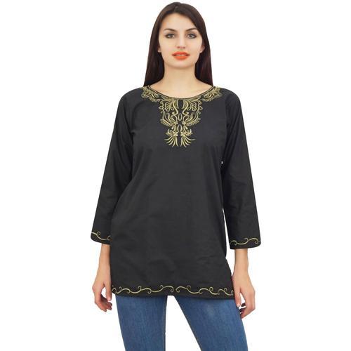 Phagun Casual Black Femmes Brod Manches Longues Tops Chemise Tuniqu... on Productcaster.