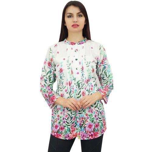 Phagun Femmes Imprim Floral Blanc Pleine Tunique Manches Casual Top... on Productcaster.