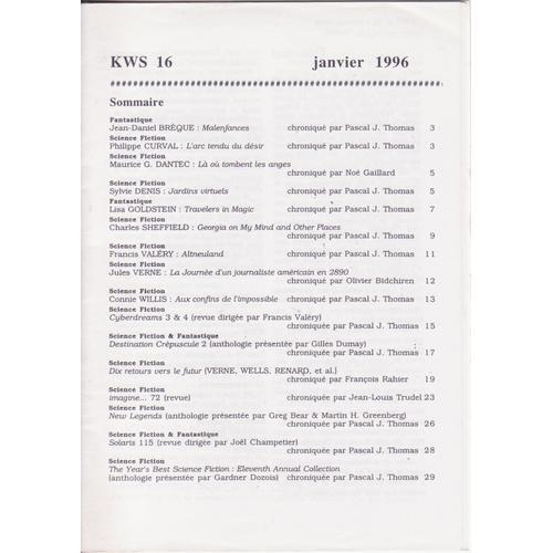 Fanzine K W S N°16 Janvier 1996 Keep Watching The Skies on Productcaster.