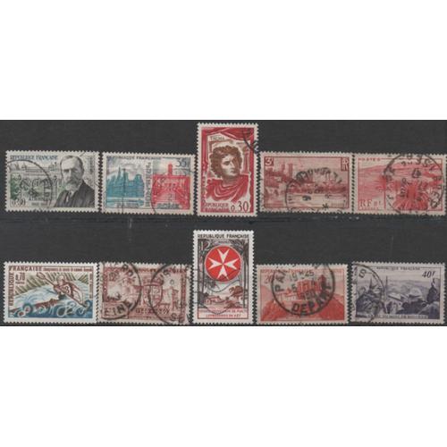 France De 1938 À 1969: Lot De 10 Timbres N° 391,777,839,841a,905,10... on Productcaster.