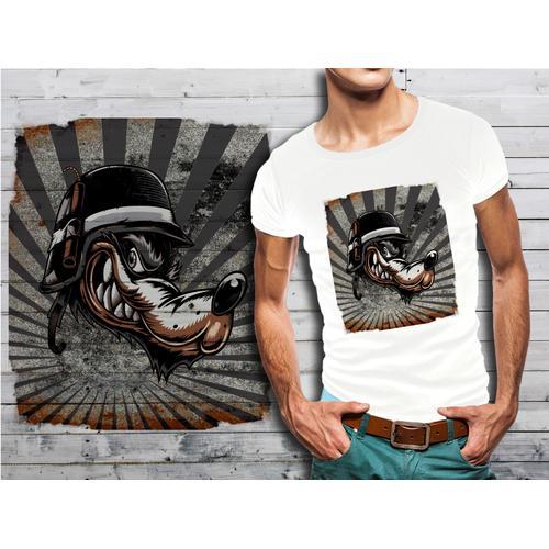 T-Shirt Blanc Homme Taille Xl Collection Fun Cartoons 09 Tete De Loup on Productcaster.