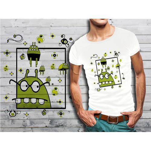 T-Shirt Blanc Homme Taille Xl Collection Fun Cartoons 14 Monstres on Productcaster.