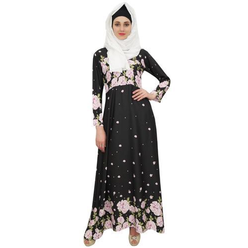 Bimba Islamique Noir Abaya Printed Burqa Robe Femme Avec Hijab-36 on Productcaster.