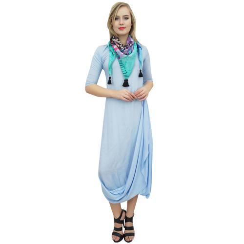 À Long Ciel Maxi Drap Cagoule Femmes Bimba Robe Bleue Avec Un Foula... on Productcaster.