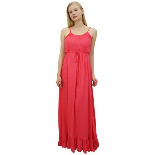 Bimba Peach Maxi Femmes Spaghetti Strap Robe Longue Casual Summer- ... on Productcaster.