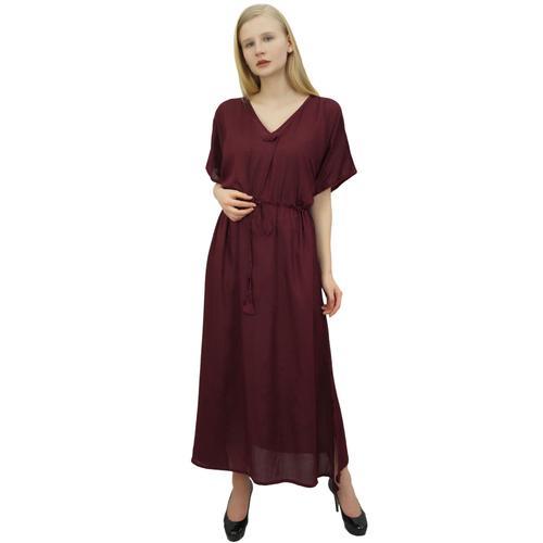 Bimba Femmes Rayon Vin En Vrac Longue Plaine Maxi Dress Casual Avec... on Productcaster.