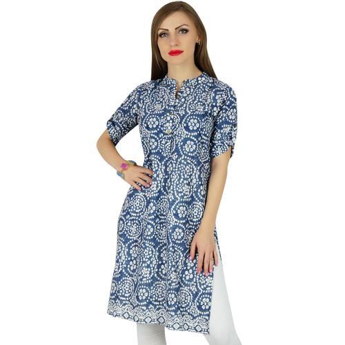 Bimba Femmes Coton Bleu Tunique Ethinc Summer Kurta Kurti Casual Da... on Productcaster.