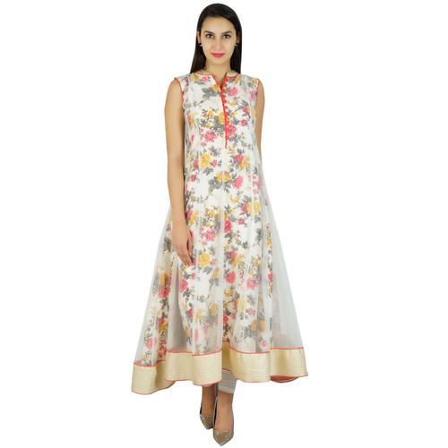 Bimba Femmes Floral Anarkali Imprim Kurta Dupion Silk & Net Kur... on Productcaster.