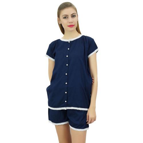 Bimba Des Femmes De Bleu Marine Buttondown Dentelle Pyjama Rayonne ... on Productcaster.