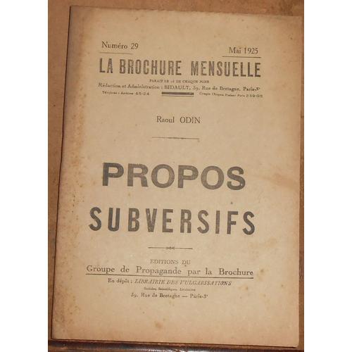 Propos Subversifs on Productcaster.