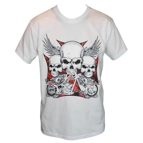 T-Shirt Homme Manches Courtes - Biker 10973 - Blanc on Productcaster.