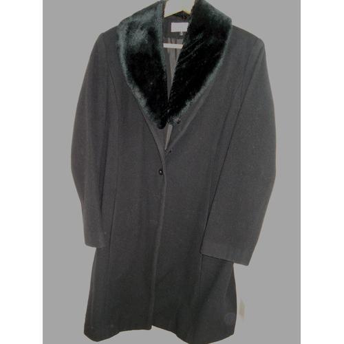 Manteau Long Noir, Col Fourrure - Taille 36 on Productcaster.