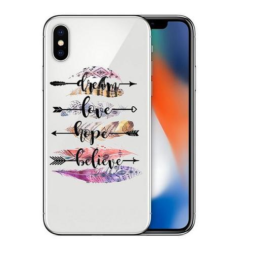 Coque Iphone Xs Plumes Boho Chic Quotes Love Dream Boheme Transpare... on Productcaster.