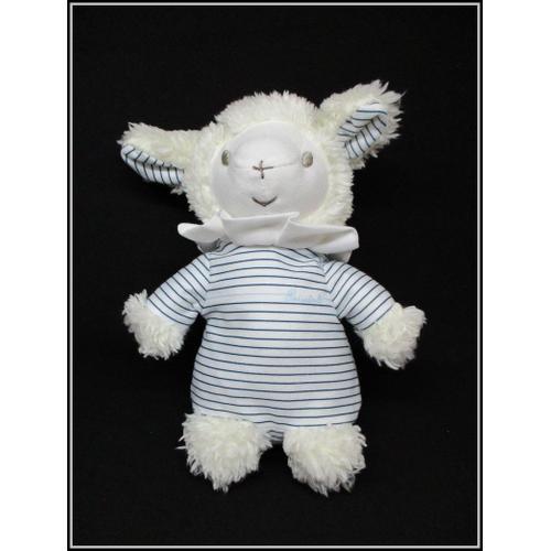 Peluche Doudou Mouton Blanc Bleu Rayé Avene Pédiatril on Productcaster.