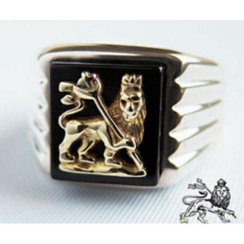 Bague Chevaliere Anillo Ring Lion Of Judah Argent 925 Or 24k Bob Ma... on Productcaster.