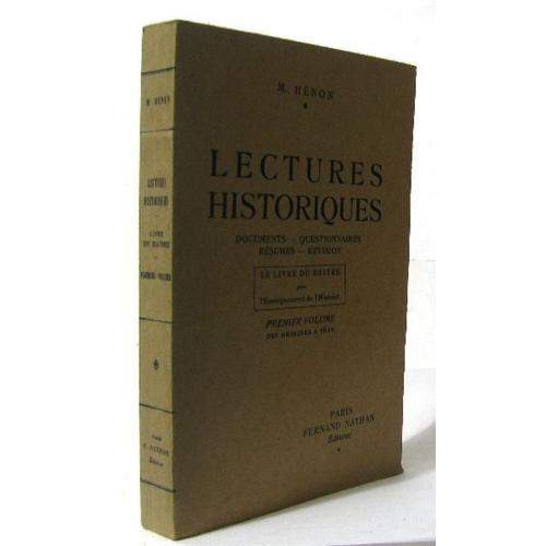 Lectures Historiques Premier Volume Des Origines À 1610 on Productcaster.