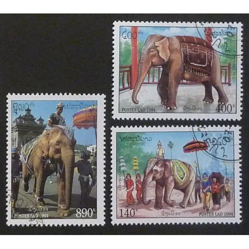 Laos Oblitéré Lot De 3 Timbres De 1994 Éléphants on Productcaster.