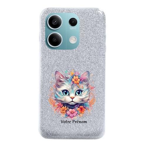 Coque Pour Poco M6 Pro 4g Paillettes Argent Chat Floral on Productcaster.