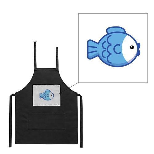 Tablier Noir De Cuisine Barbecue Poisson Cartoon Imprimé on Productcaster.