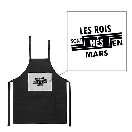 Tablier Noir De Cuisine Barbecue Roi Nés En Mars Imprimé on Productcaster.