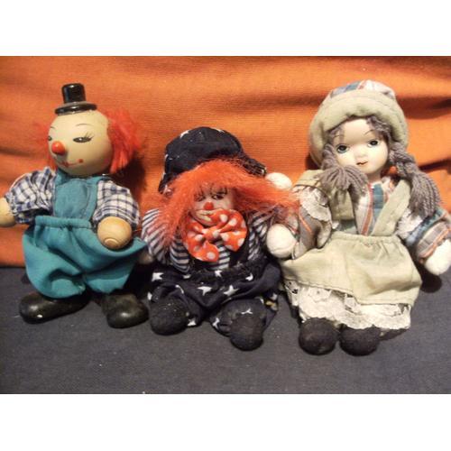 3 Personnages - Porcelaine -Theme Clown Petites Poupées on Productcaster.