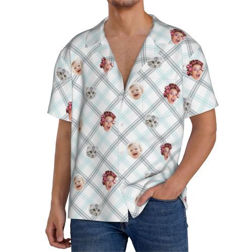 Chemises Hawaïennes Pour Hommes Personnalisées Plaid Rose, Menthe E... on Productcaster.