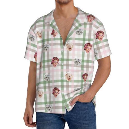 Chemises Hawaïennes Pour Hommes Personnalisées Rose, Vert, Rouge Et... on Productcaster.