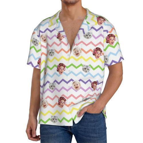 Chemises Hawaïennes Pour Hommes Personnalisées Zigzag Multicolore 0... on Productcaster.